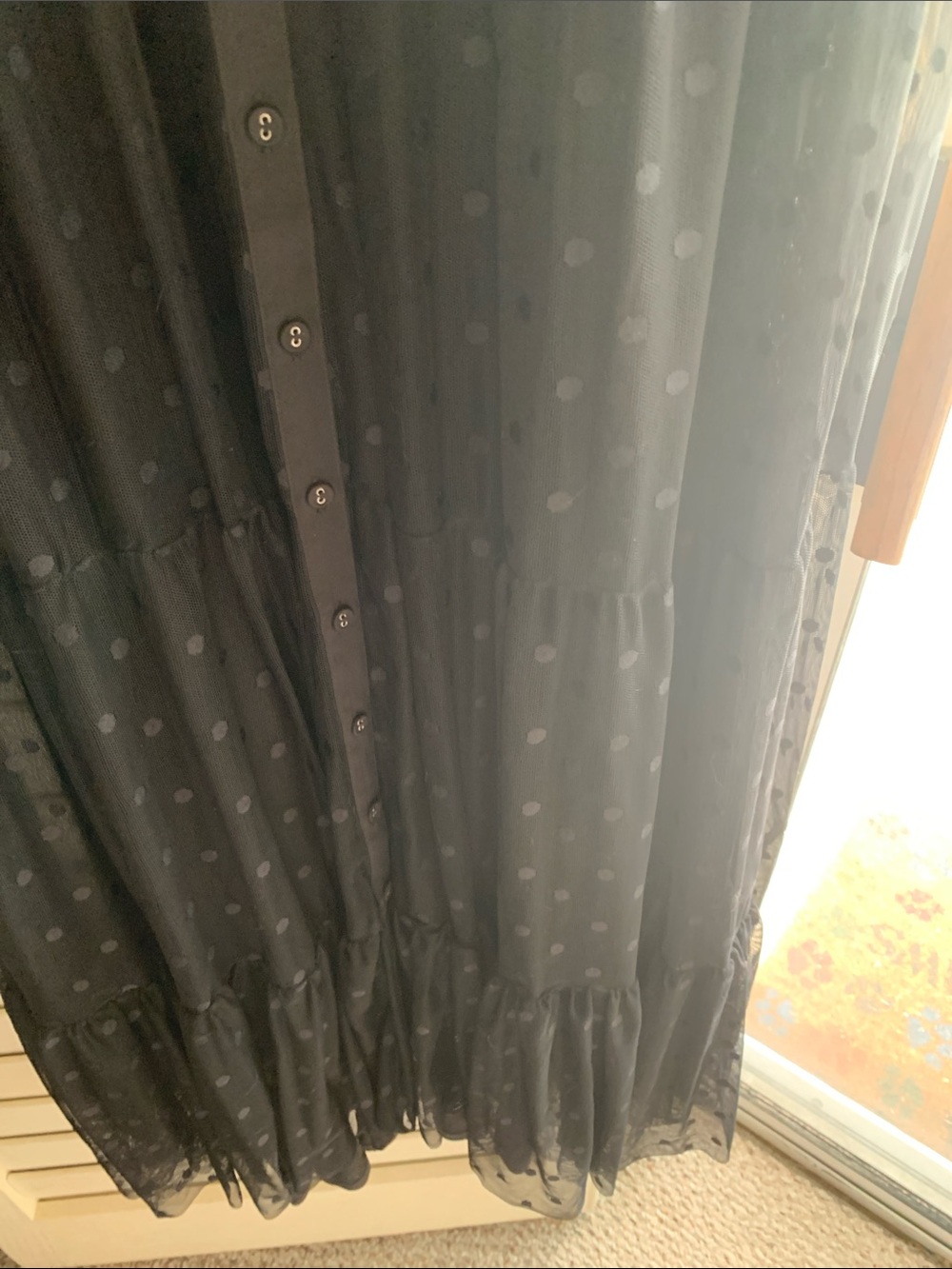 Johnny Was Black Sheer Polka Dot Maxi Dress - Picture 4 of 8